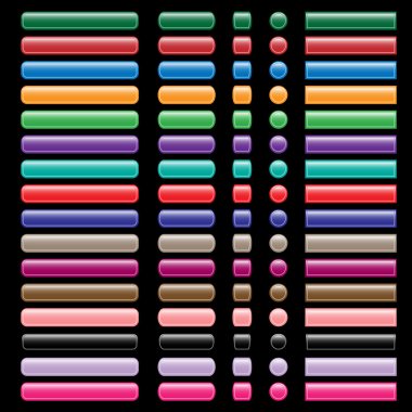 Web buttons set in assorted colors clipart