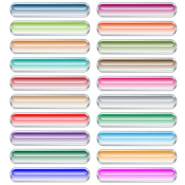 Web buttons set in 20 pastel colors clipart