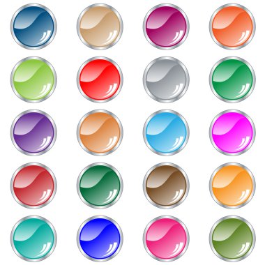 çeşitli renklerde yuvarlak web düğmeleri ayarlamak