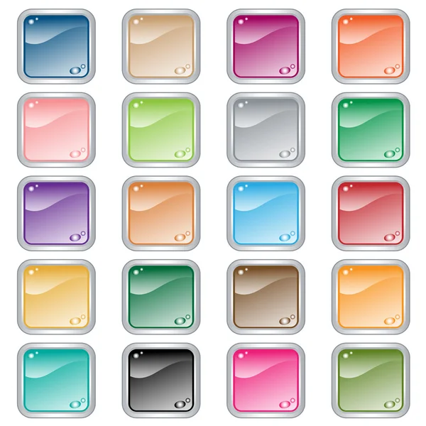 Square web buttons in assorted colors — Stock Vector