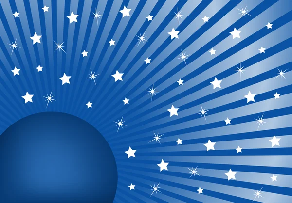 Sunburst fond bleu avec des étoiles — Image vectorielle