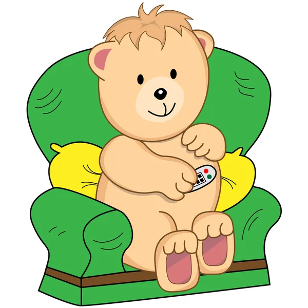 漫画の肘掛け椅子に座っていたクマ — ストックベクタ