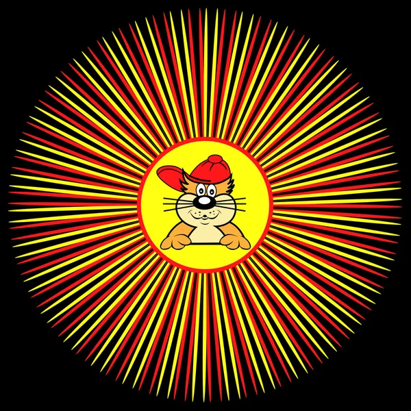 Gato de dibujos animados dentro de un rayo de sol — Vector de stock
