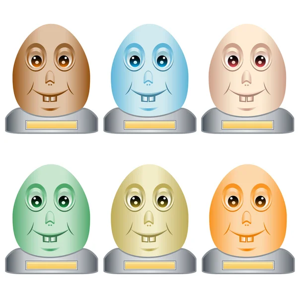 Cabezas de huevo de Pascua sobre una base — Vector de stock