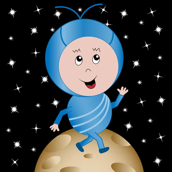 宇宙空間で幸せなエイリアン — ストックベクタ