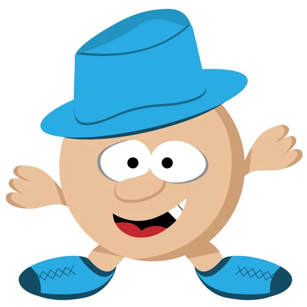 帽子の漫画のキャラクターを持つ男 — ストックベクタ