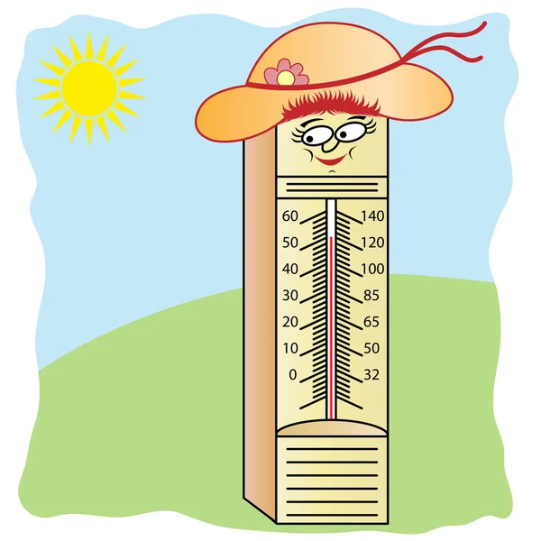 Thermometer stripfiguur — Stockvector