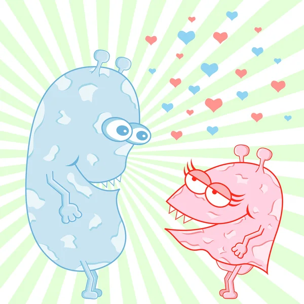 Monster Love Cartoon Characters — Stock Vector