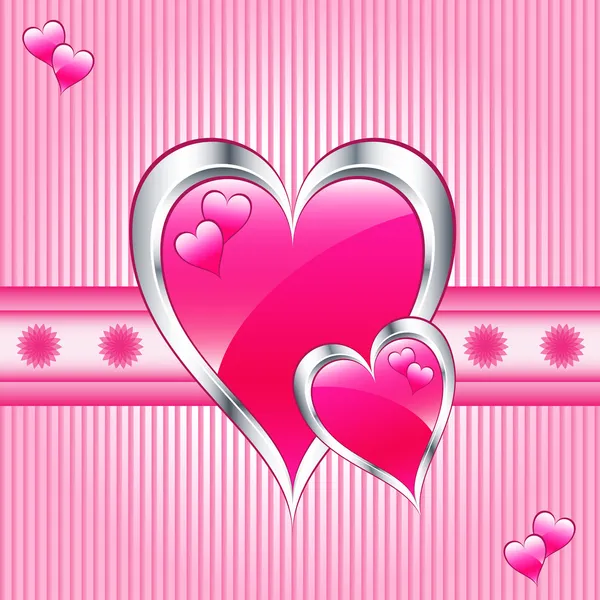 Corações cor-de-rosa, dia dos namorados ou mães — Vetor de Stock