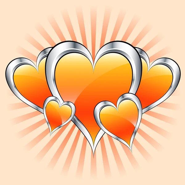 Coeurs orange, Saint Valentin ou fête des mères — Image vectorielle