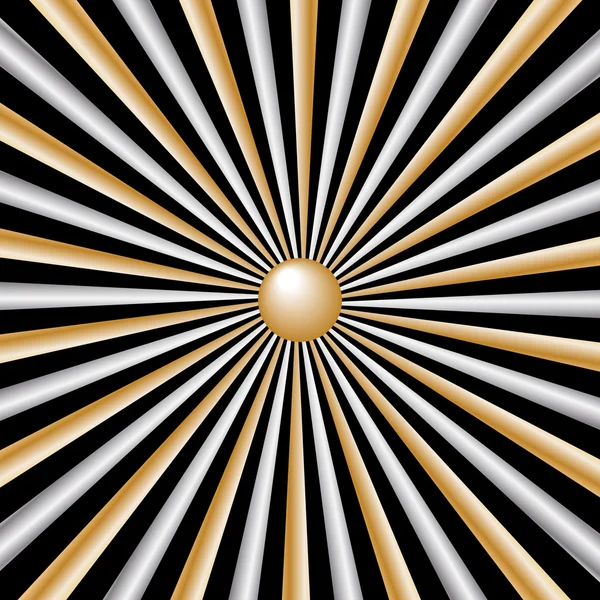 Rayons de soleil or et argent — Image vectorielle