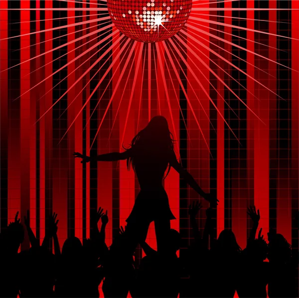 Abstract red background and dancer — Stock Vector