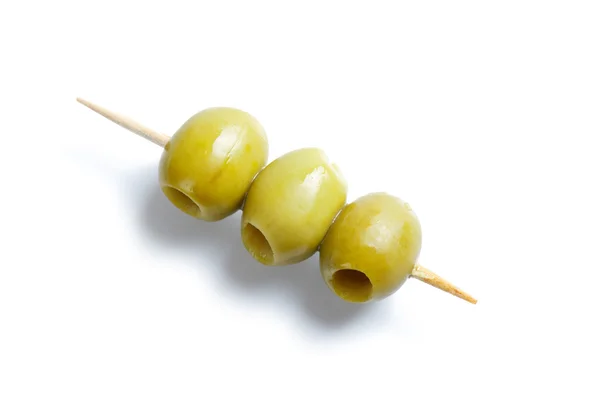 Olives vertes et cure-dents — Photo