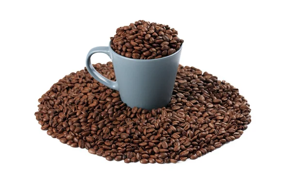 Kaffebönor och kaffekopp — Stockfoto