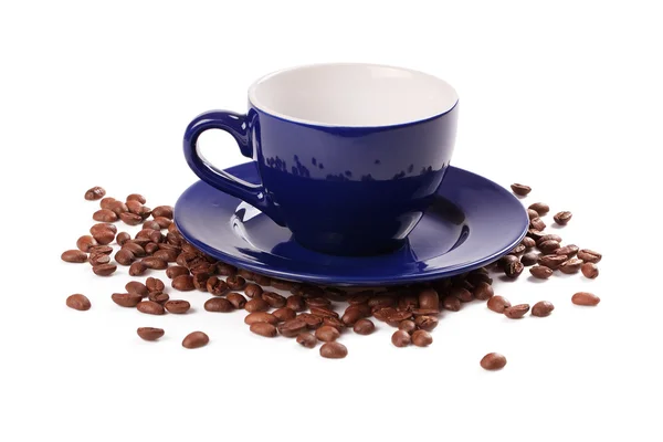 Ziarna kawy i filiżanka kawy — Zdjęcie stockowe