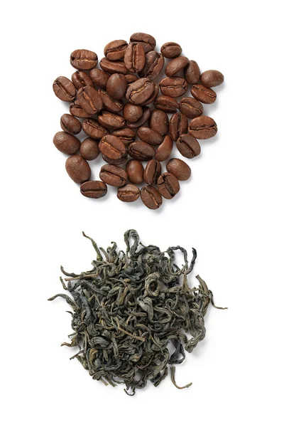 咖啡豆和绿茶 — 图库照片