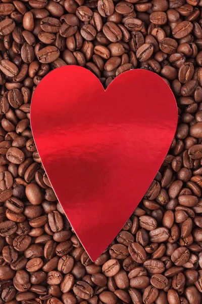 Heart with coffee beans — Stock Photo, Image