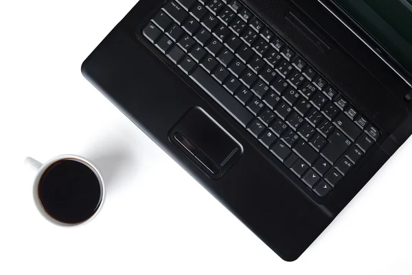 Kaffe och dator - bryta i office — Stockfoto