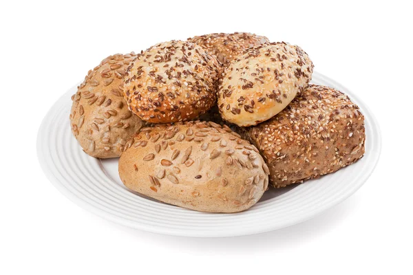 Rotoli di pane sul piatto — Foto Stock