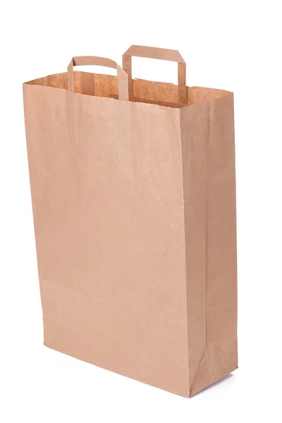 Brun papirpose med håndtag - Stock-foto