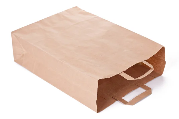 Hnědý papírový sáček s úchyty — Stock fotografie