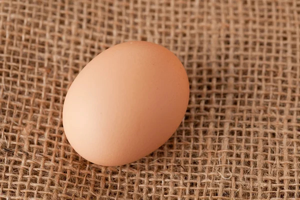 Яйцо, несущееся на джут — стоковое фото