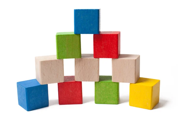 Färgglada träleksak block — Stockfoto