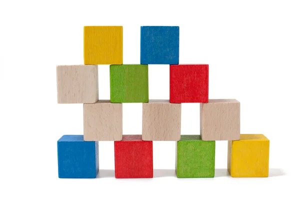 Färgglada träleksak block — Stockfoto