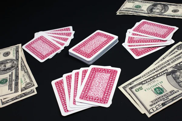 Poker cards and dollars — Stock Photo, Image