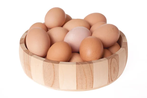 Ahşap kase yumurta — Stok fotoğraf