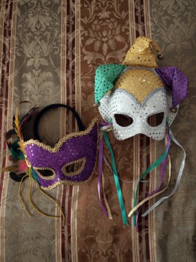 Carnival masks on fabric 3 clipart