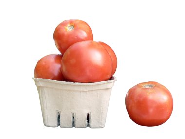 Tomatoes in basket isolated clipart