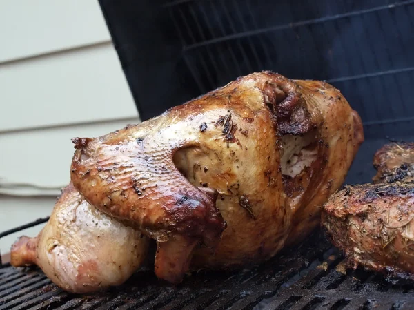 Turkey & pork loin on grill — Stock Photo, Image