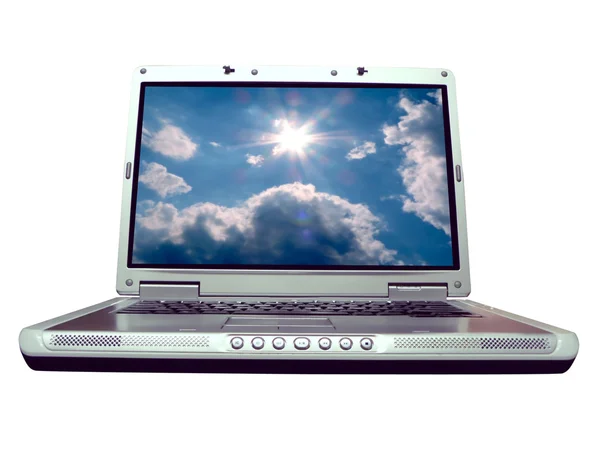 计算机-笔记本电脑蓝天 — 图库照片
