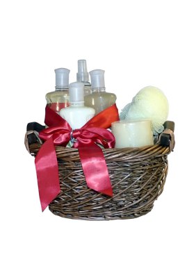 Bath accessories gift basket clipart