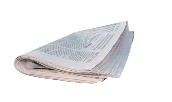 Jornal dobrado - isolado sobre branco — Fotografia de Stock