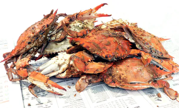 Krabba - kokta blå krabbor — Stockfoto