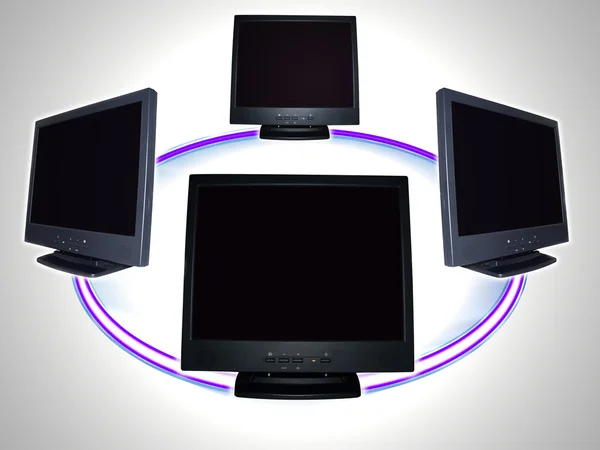 Computer monitor - computer network — Stock Photo, Image