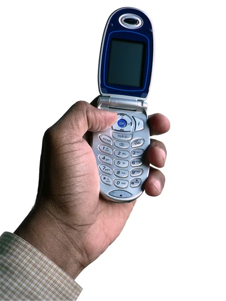 Απομονωθεί το χέρι εκμετάλλευση κινητό τηλέφωνο — Φωτογραφία Αρχείου
