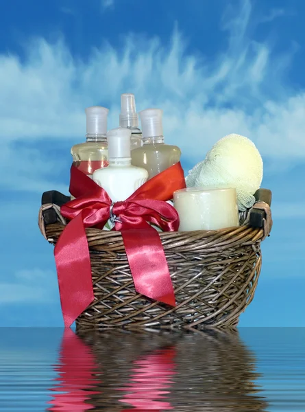 stock image Bath accessories gift basket 2