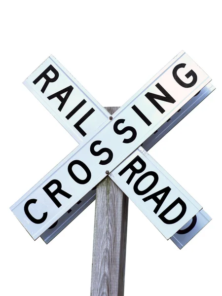 Señal de cruce ferroviario aislado por recorte de pat — Foto de Stock
