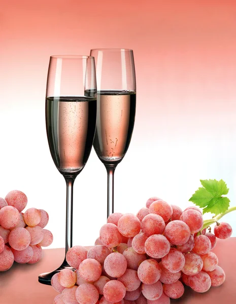 Pink champagne romance — Stock Photo, Image