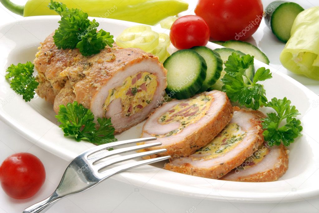 Stuffed turkey meat and vegetables