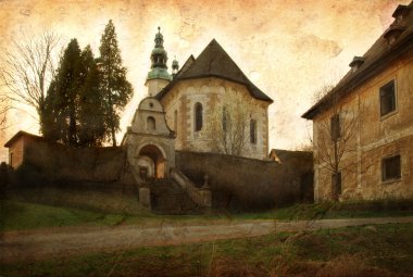 Grunge image of old church clipart