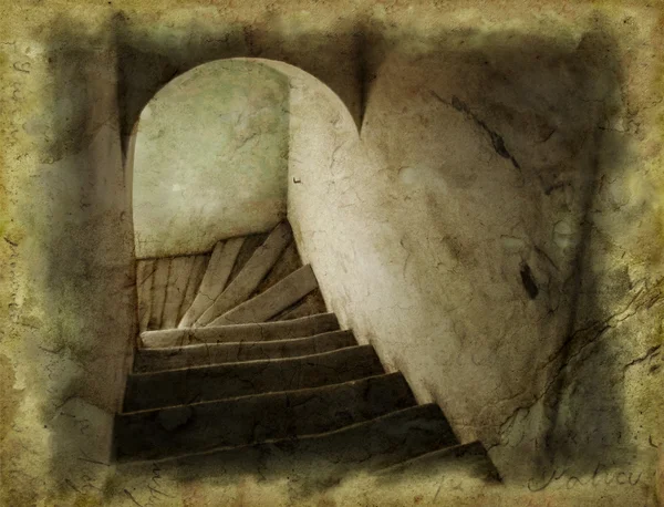 Grunge görüntü eski merdiven — Stok fotoğraf
