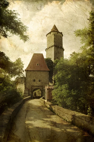 Medieval castle in grunge style — Stock Photo, Image