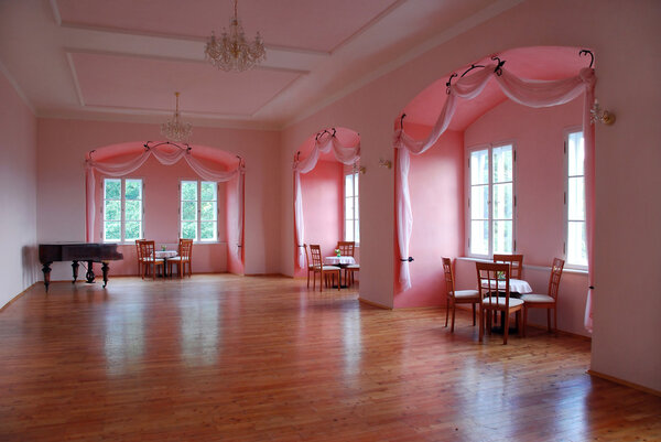 Castle room with pink alcoves