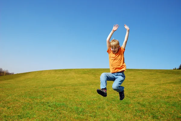 stock image Boy jumping in nature
