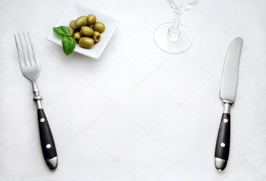 Dinner setting with olives