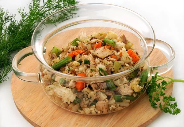 Risotto in glass pot — Stock Photo, Image